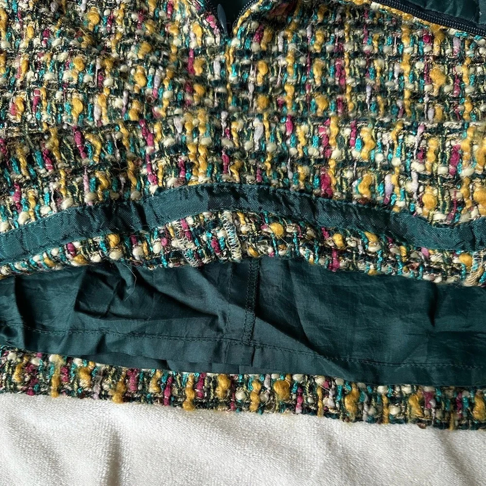 J. Crew Factory Tweed Gold Zip Mini Skirt Size 4 Preppy - Picture 7 of 8